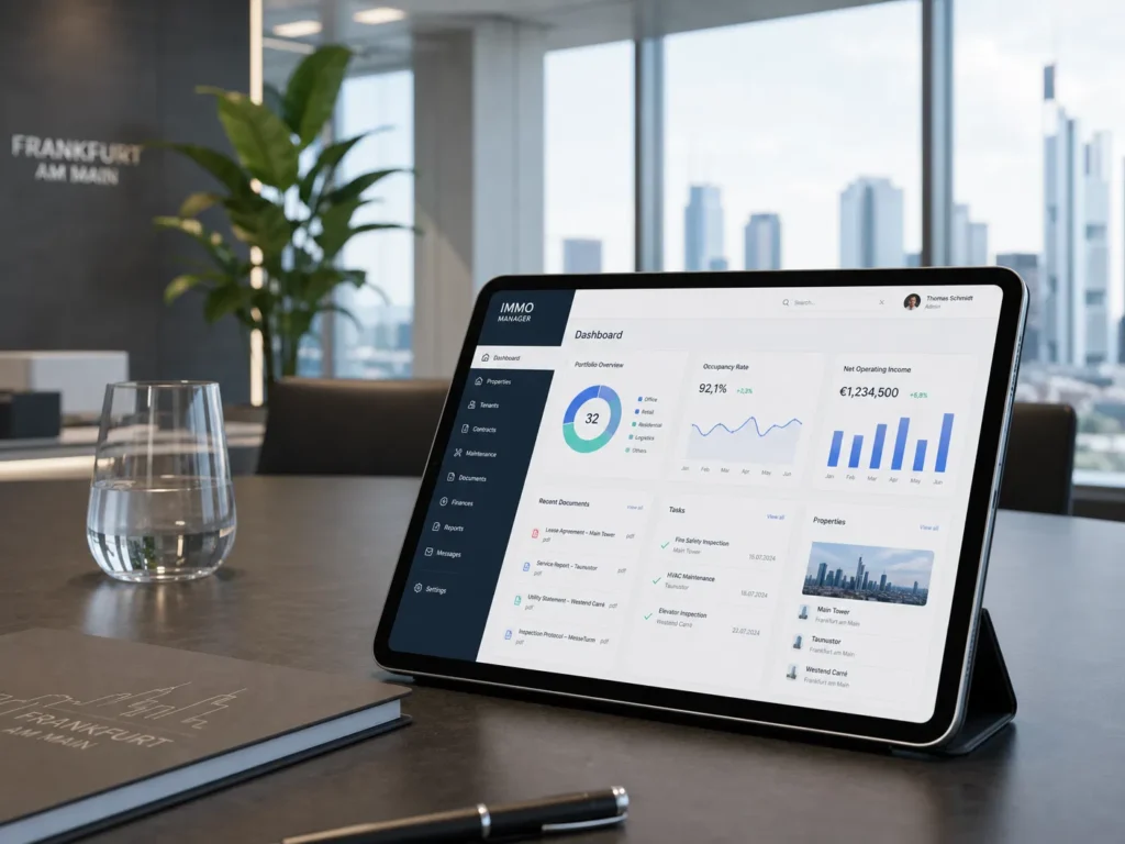 HAGESIA Tablet mit Dashboard der Immobiliensoftware